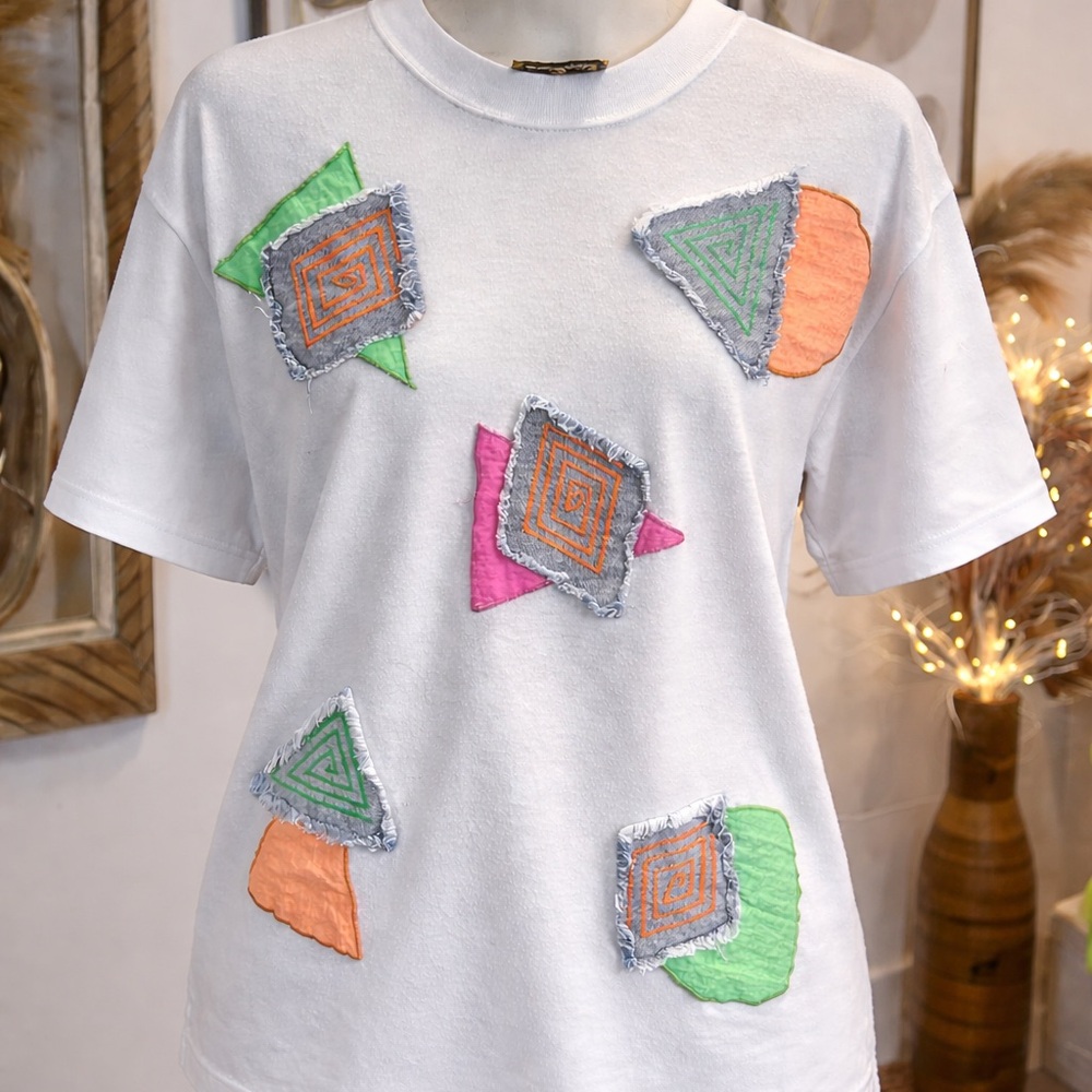 Colorful Vintage Geometric Pattern T-Shirt